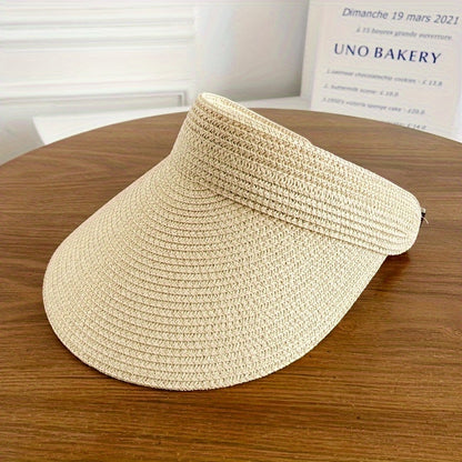 Women's Wide Brim Woven Sun Visor with Headband - 10