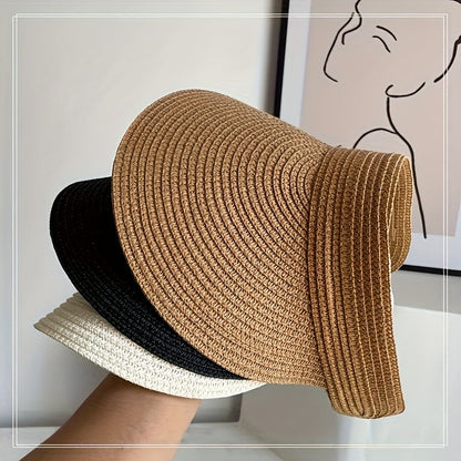Women's Wide Brim Woven Sun Visor with Headband - 7