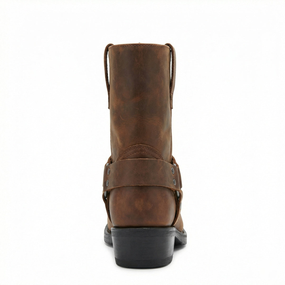 Harness Western Ankle Boots with Metal Ring and Square Toe