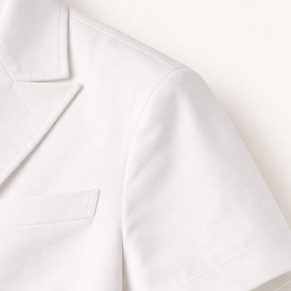 Men's Short Sleeve Double-Breasted Blazer with Notched Lapels - 4