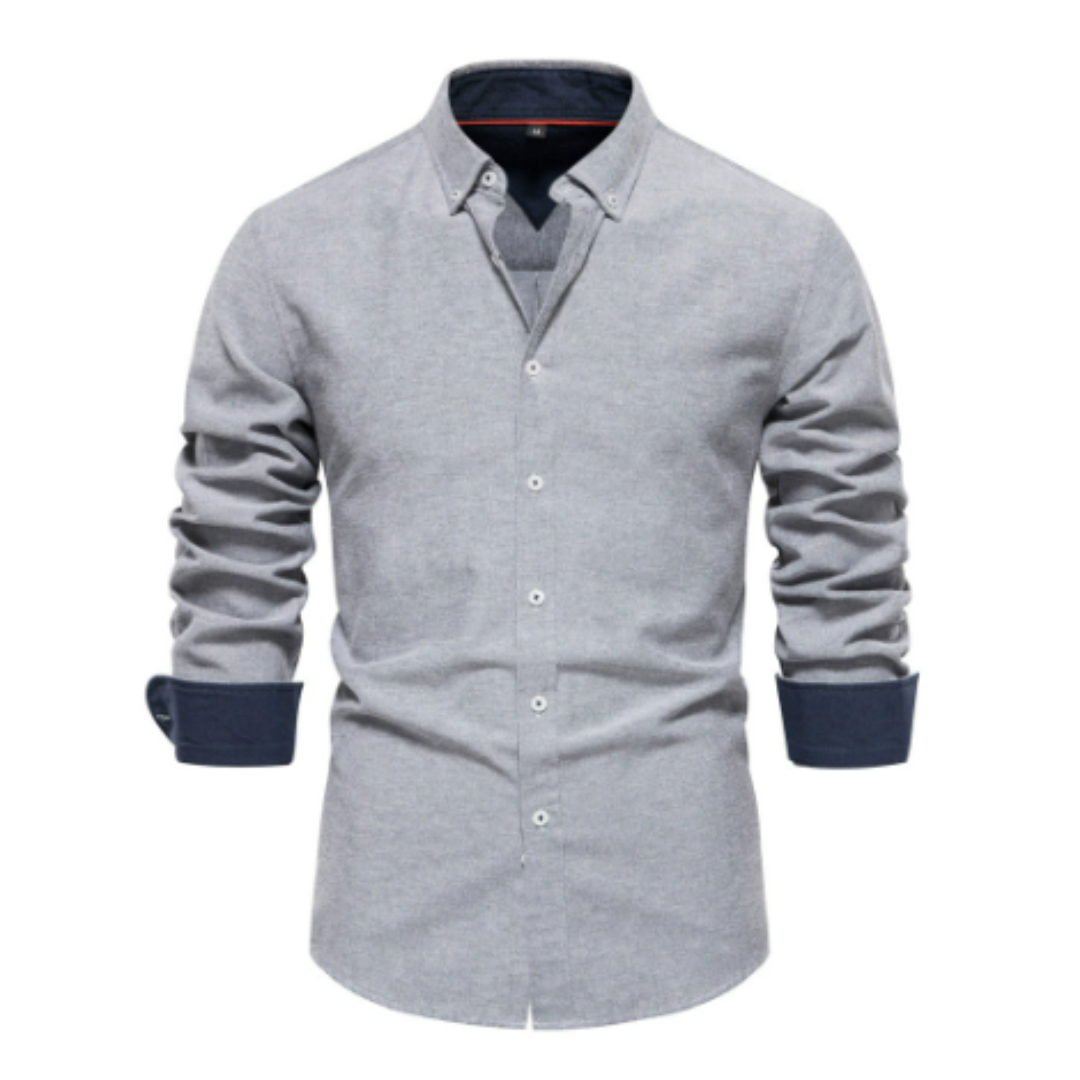 Homme Chemise Formelle Manches Longues avec Col Boutonné et Coupe Slim