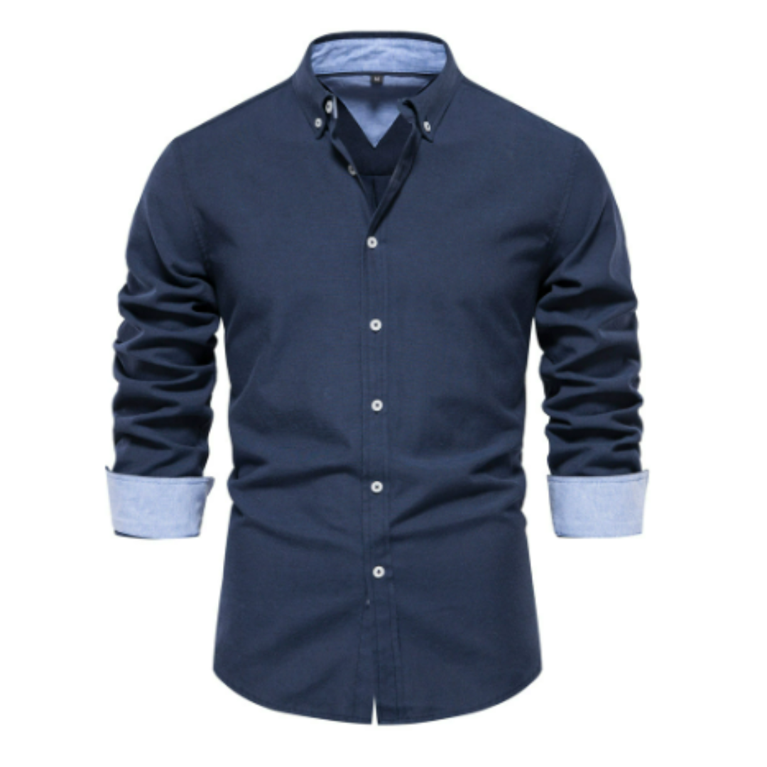 Homme Chemise Formelle Manches Longues avec Col Boutonné et Coupe Slim