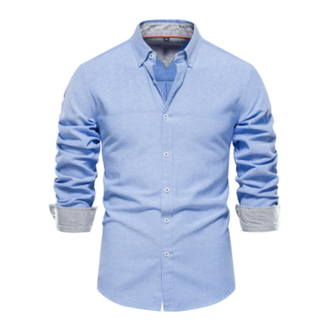 Homme Chemise Formelle Manches Longues avec Col Boutonné et Coupe Slim