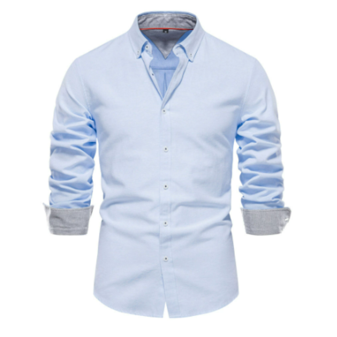 Homme Chemise Formelle Manches Longues avec Col Boutonné et Coupe Slim