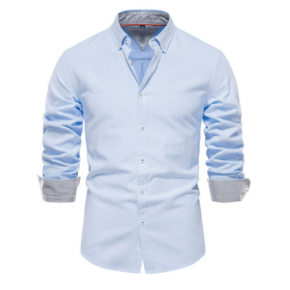Homme Chemise Formelle Manches Longues avec Col Boutonné et Coupe Slim