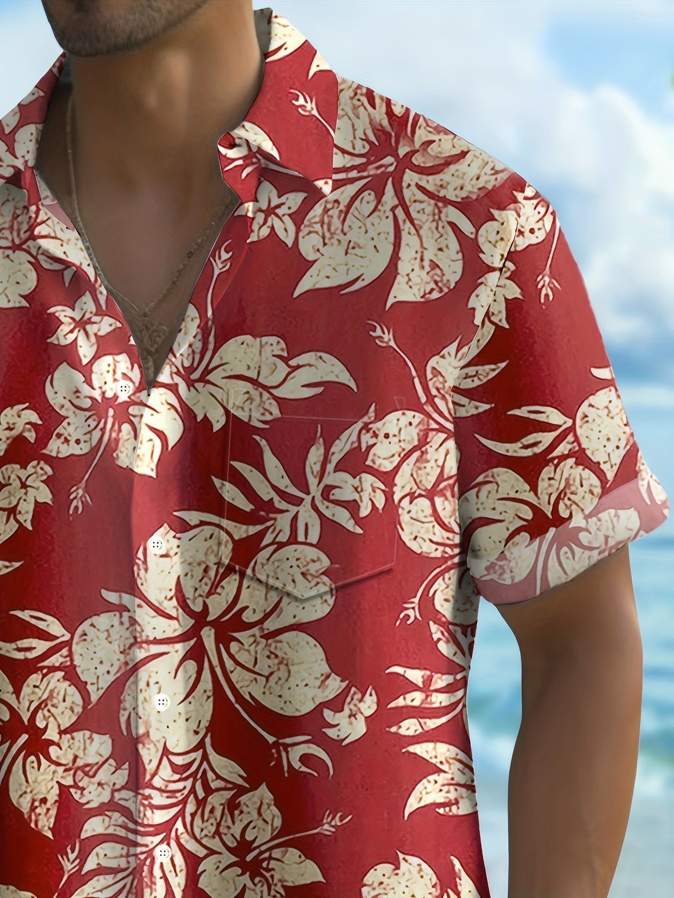 Homme Chemise Hawaïenne Manches Courtes à Imprimé Floral Tropical