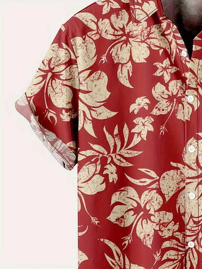 Homme Chemise Hawaïenne Manches Courtes à Imprimé Floral Tropical