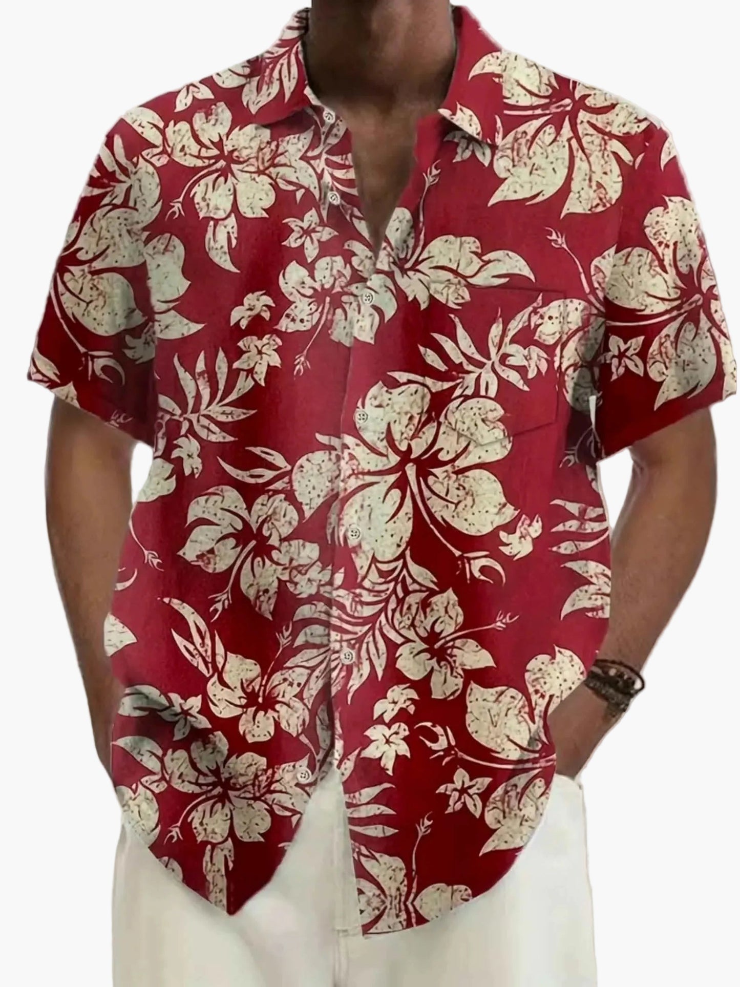 Homme Chemise Hawaïenne Manches Courtes à Imprimé Floral Tropical