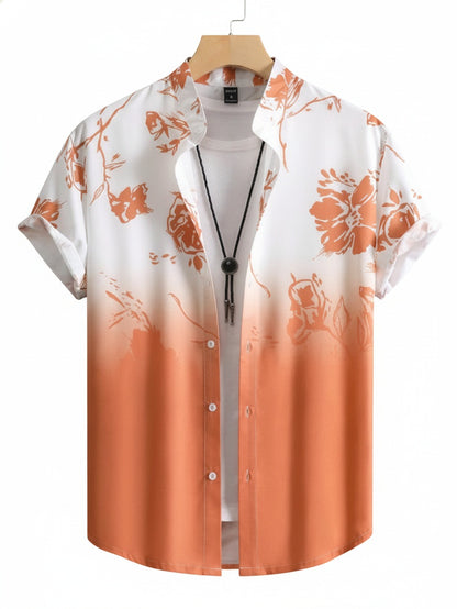 Homme Chemise Hawaiienne Manches Courtes à Imprimé Tropical et Boutonnage Devant