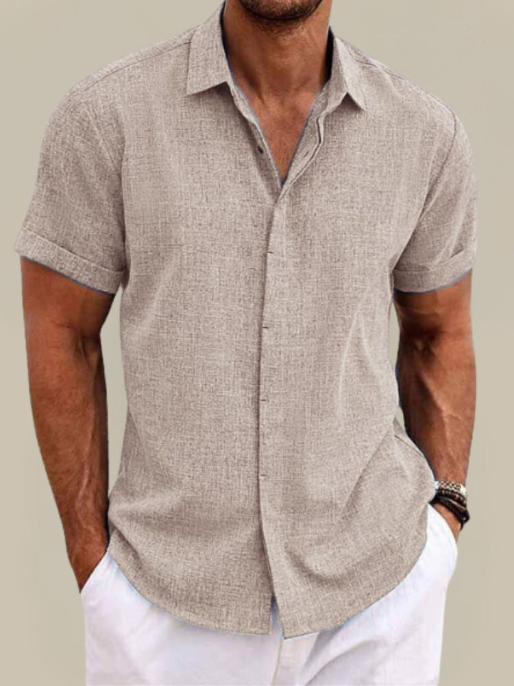 Homme Chemise Manches Courtes à Col Polo et Boutonnage Caché ##POS:6##