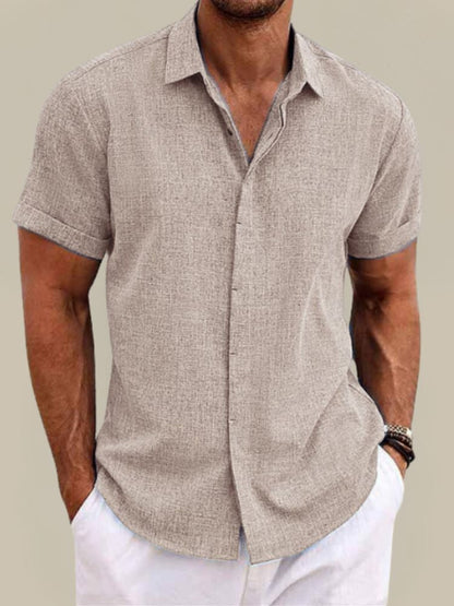 Homme Chemise Manches Courtes à Col Polo et Boutonnage Caché ##POS:6##