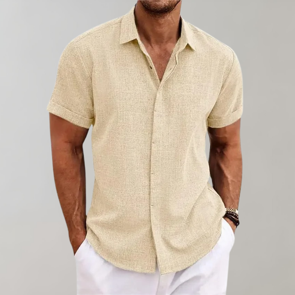 Homme Chemise Manches Courtes avec Col Classique et Boutons