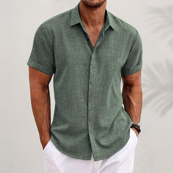 Homme Chemise Manches Courtes avec Col Classique et Boutons