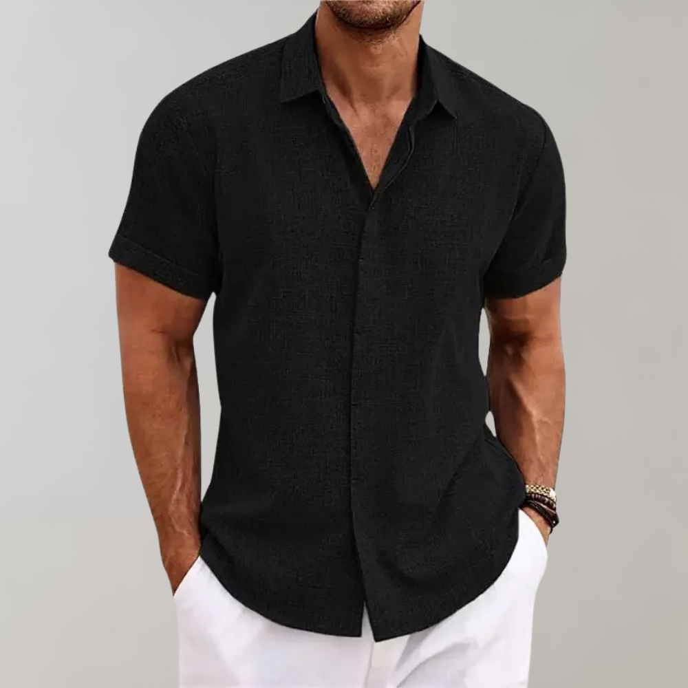 Homme Chemise Manches Courtes avec Col Classique et Boutons