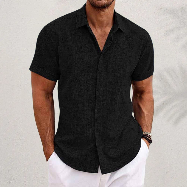 Homme Chemise Manches Courtes avec Col Classique et Boutons