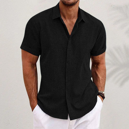 Homme Chemise Manches Courtes avec Col Classique et Boutons