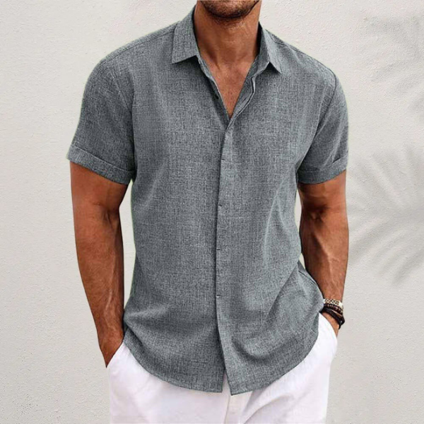 Homme Chemise Manches Courtes avec Col Classique et Boutons