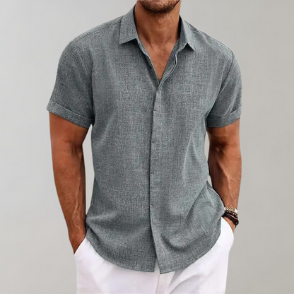 Homme Chemise Manches Courtes avec Col Classique et Boutons