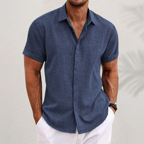 Homme Chemise Manches Courtes avec Col Classique et Boutons