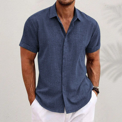Homme Chemise Manches Courtes avec Col Classique et Boutons