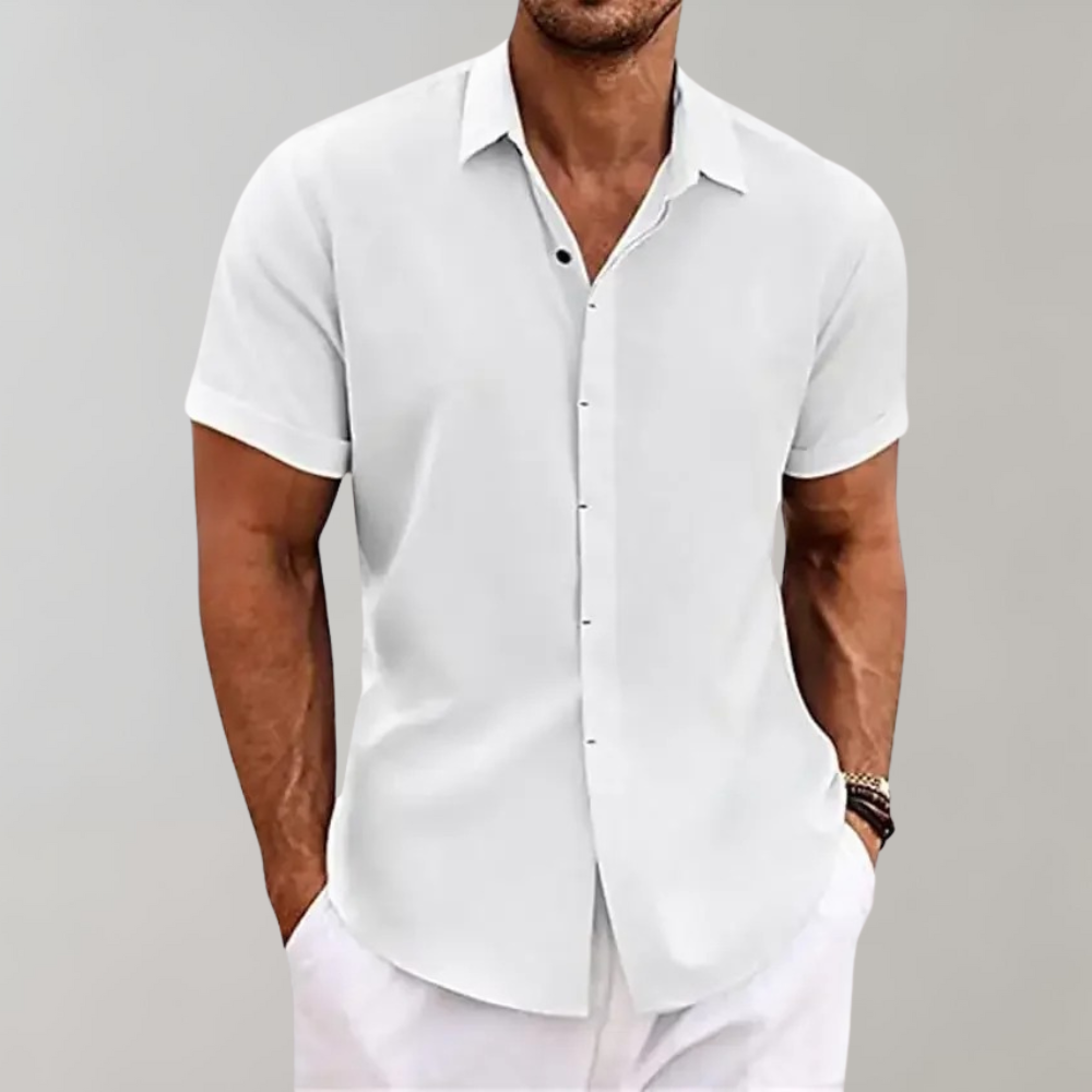 Homme Chemise Manches Courtes avec Col Classique et Boutons