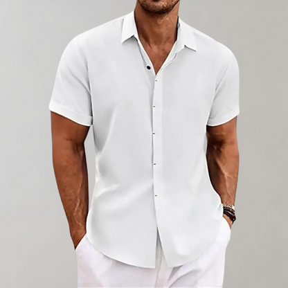 Homme Chemise Manches Courtes avec Col Classique et Boutons