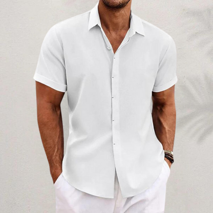 Homme Chemise Manches Courtes avec Col Classique et Boutons