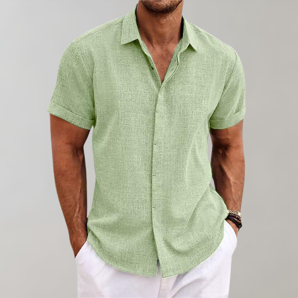 Homme Chemise Manches Courtes avec Col Classique et Boutons