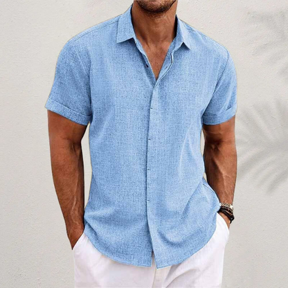 Homme Chemise Manches Courtes avec Col Classique et Boutons