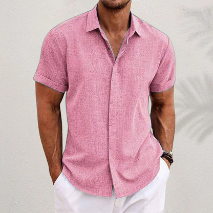 Homme Chemise Manches Courtes avec Col Classique et Boutons