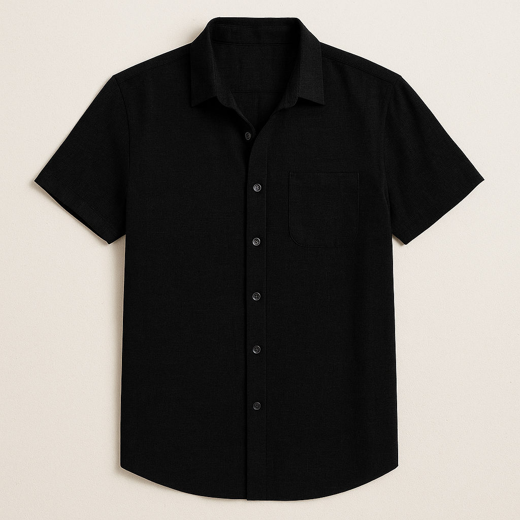 Homme Chemise Manches Courtes col Classique avec Boutons et Ourlet Arrondi