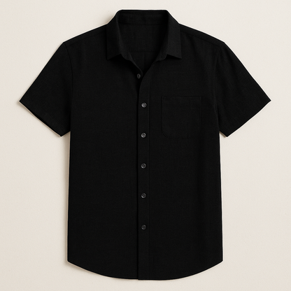 Homme Chemise Manches Courtes col Classique avec Boutons et Ourlet Arrondi