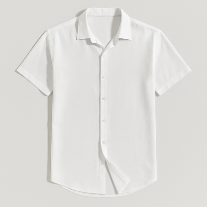 Homme Chemise Manches Courtes col Classique avec Boutons et Ourlet Arrondi