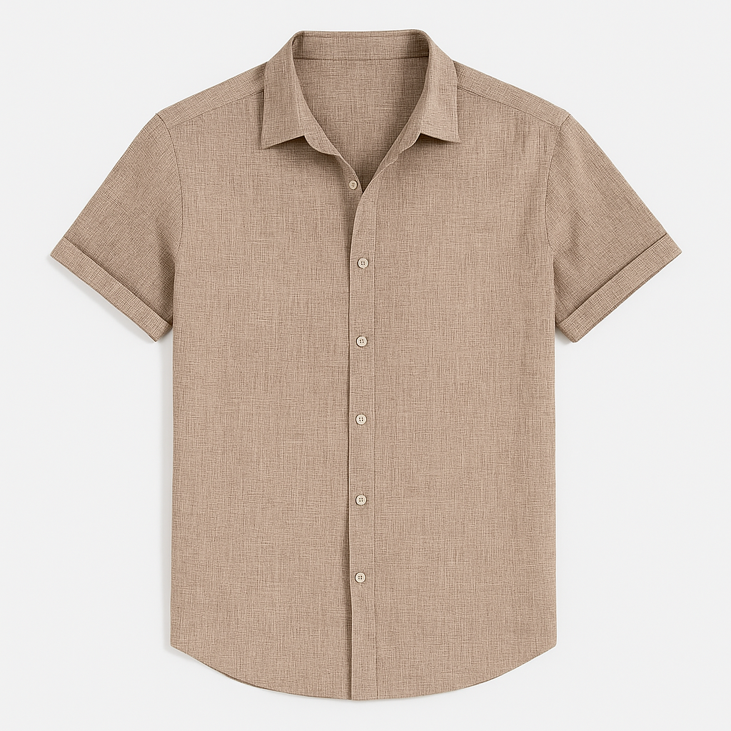 Homme Chemise Manches Courtes col Classique avec Boutons et Ourlet Arrondi