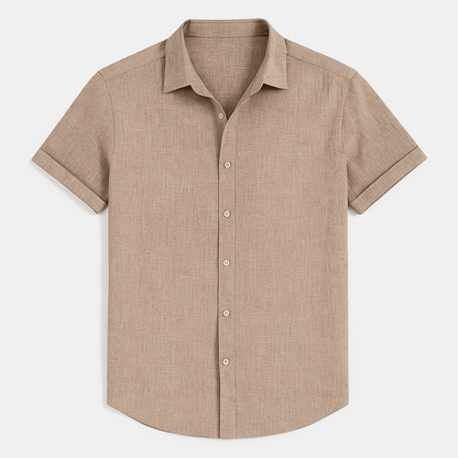 Homme Chemise Manches Courtes col Classique avec Boutons et Ourlet Arrondi