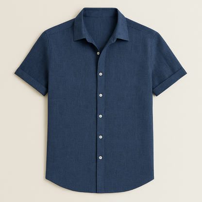 Homme Chemise Manches Courtes col Classique avec Boutons et Ourlet Arrondi