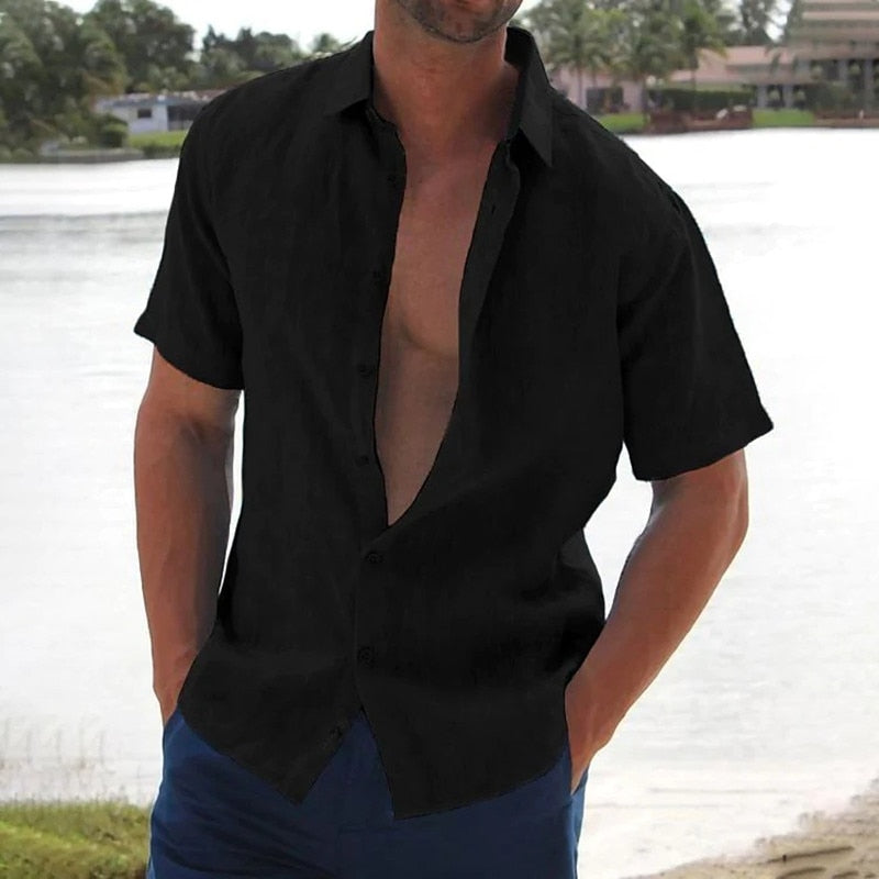 Homme Chemise Manches Courtes col Classique Coupe Droite