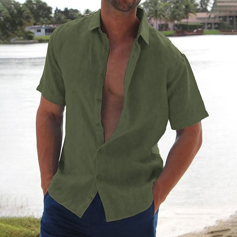Homme Chemise Manches Courtes col Classique Coupe Droite