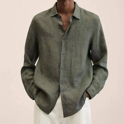 Homme Chemise Manches Longues à Col Casual et Coupe Ample