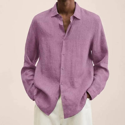 Homme Chemise Manches Longues à Col Casual et Coupe Ample
