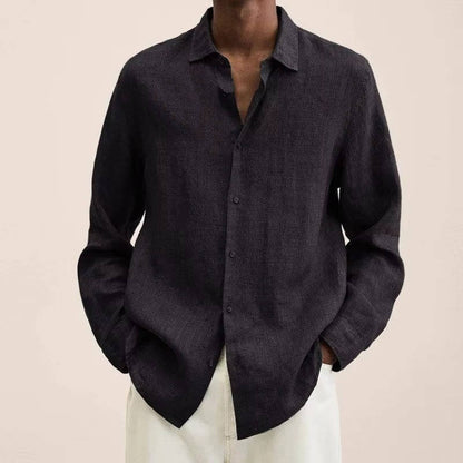 Homme Chemise Manches Longues à Col Casual et Coupe Ample