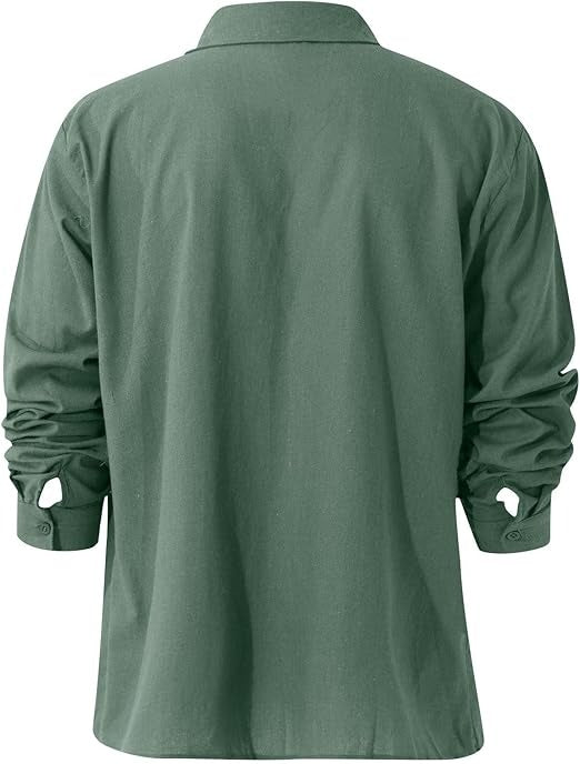 Homme Chemise Manches Longues à Col Casual et Coupe Ample