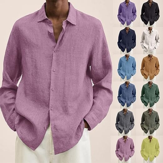Homme Chemise Manches Longues à Col Casual et Coupe Ample ##POS:15##