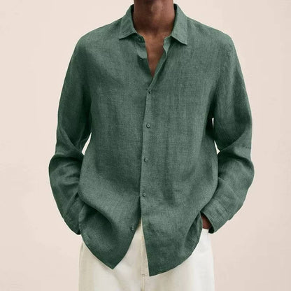 Homme Chemise Manches Longues à Col Casual et Coupe Ample