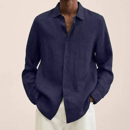 Homme Chemise Manches Longues à Col Casual et Coupe Ample