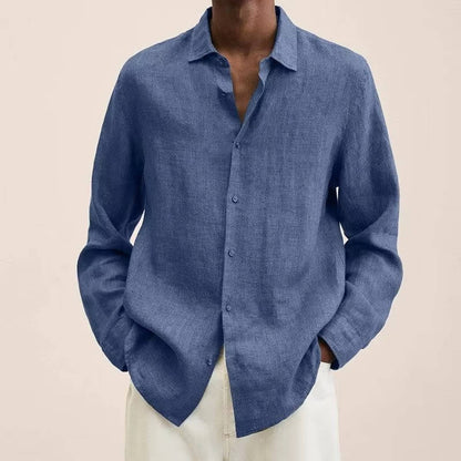 Homme Chemise Manches Longues à Col Casual et Coupe Ample