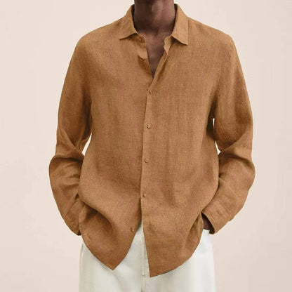 Homme Chemise Manches Longues à Col Casual et Coupe Ample