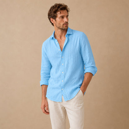 Homme Chemise Manches Longues à Col Classique et Boutons