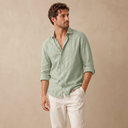 Homme Chemise Manches Longues à Col Classique et Boutons