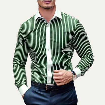 Homme Chemise Manches Longues à Rayures Verticales et Col Classique